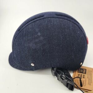 Base Camp BC-019 Bike Helmet Blue Denim Tumbled Rigid LED Light Large 56-61cm